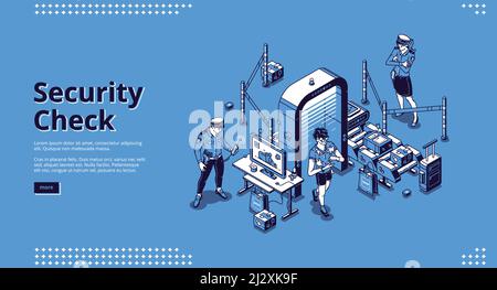 Check in airport people isometric composition with customs officers ...