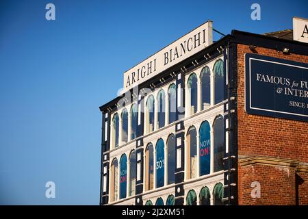 Macclesfield , Cheshire.  Grade II* listed building iron and glass-fronted Arighi Bianchi furniture store Stock Photo