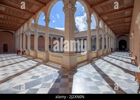 TOLEDO, SPAIN - NOVEMBER 11, 2014: Alcazar of Toledo, Spain at the interior courtyard. Once used as a Roman palace, the Spanish rebuilt the Alcazar in Stock Photo