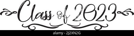 Class of 2023 scroll Black and White Script Stock Vector