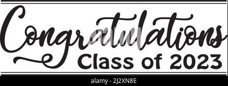 Class of 2023 Script Black and White Stock Vector