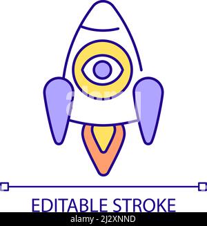 Flying rocket RGB color icon Stock Vector