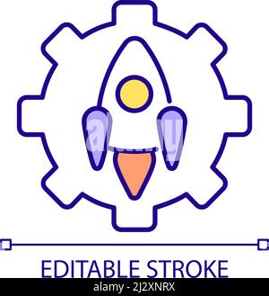 Rocket building industry RGB color icon Stock Vector