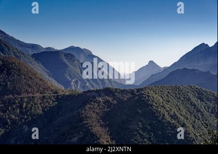 Landscape of the Alps viewed from of the village of La Tour-sur-Tinee (south-eastern France) Stock Photo