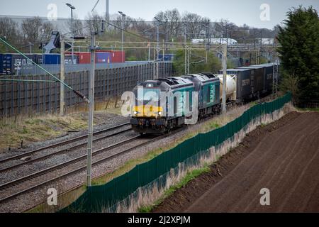 Direct Rail Services Class 68's - 68004 and 68003 heading to Mossend from DIRFT. Stock Photo