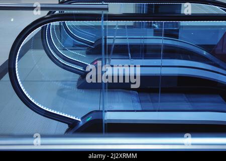 Escalators in the mall, close-up detail. Stock Photo