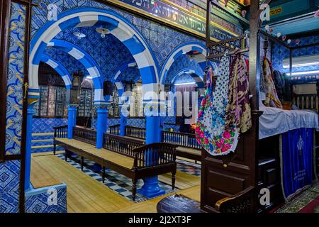 Tunisia, South Region, Medenine Governorate, Djerba Island, Erriadh, El-Ghriba Synagogue, dating from 586 AD, the oldest synagogue in North Africa, in Stock Photo