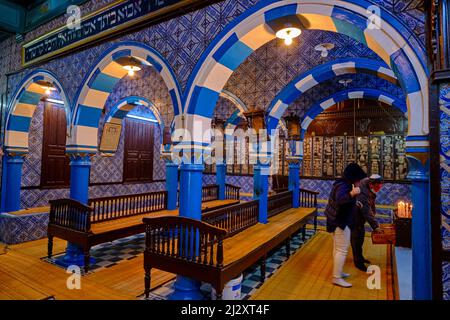 Tunisia, South Region, Medenine Governorate, Djerba Island, Erriadh, El-Ghriba Synagogue, dating from 586 AD, the oldest synagogue in North Africa, in Stock Photo