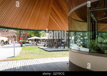 View of the outside area of the Architecture Biennale 2021, in the foreground the Electa book pavilion by James Stirling and M. Wilford, Venice, Veneto, Italy, Europe Stock Photo