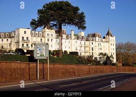 The Grand Hotel on the seafront road in Torquay, South Devon, England. Stock Photo