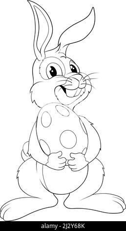 Easter Bunny Cartoon Rabbit With Giant Egg Stock Vector