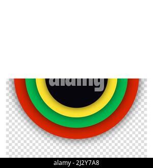 Black History Month. Abstract circle black, red, yellow, green color banner background. Copy space for text. Transparent background. Stock Vector