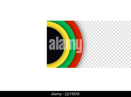 Black History Month. Abstract circle black, red, yellow, green color banner background. Copy space for text. Transparent background. Stock Vector
