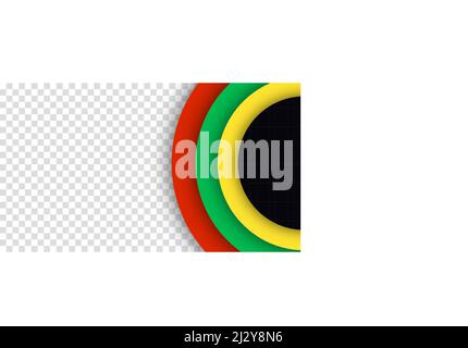 Black History Month. Abstract circle black, red, yellow, green color banner background. Copy space for text. Transparent background. Stock Vector