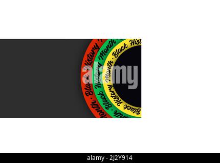 Black History Month lettering on circles. Abstract color red, yellow