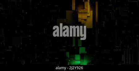 Fresh SciFi Cubes With Light Dimmed Forest Green Colors Scifibackground Stock Photo