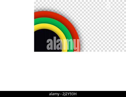 Black History Month. Abstract circle black, red, yellow, green color banner background. Copy space for text. Transparent background. Stock Vector