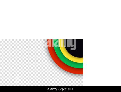 Black History Month. Abstract circle black, red, yellow, green color banner background. Copy space for text. Transparent background. Stock Vector