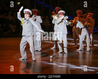 Military Band of the Ukrainian Ground Forces, short: Military Band Chernihiv, Ukraine, at Musikparade 2017, Marching Band Show at Rittal-Arena Wetzlar, Germany, 12th Mar, 2017. Credit: Christian Lademann / LademannMedia Stock Photo