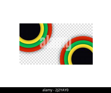 Black History Month. Abstract circle black, red, yellow, green color banner background. Copy space for text. Transparent background. Stock Vector