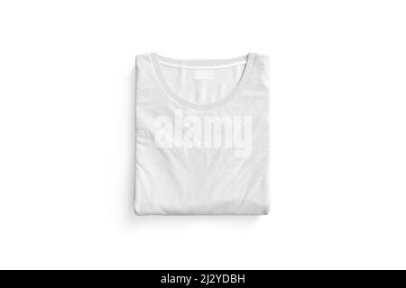 Blank white folded square t-shirt mock up, top view Stock Photo
