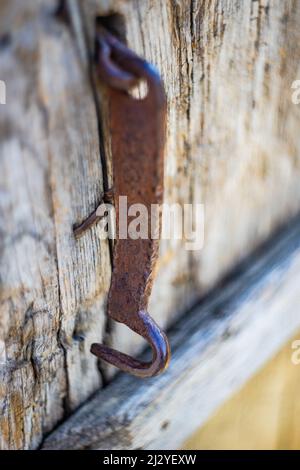 Old door in ethnografical georgian house in countryside close to Tbilisi, Georgia Stock Photo