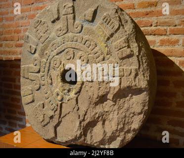 Stone with Zapotec Calendar of twenty days. Museo de las Culturas Oaxaca Stock Photo