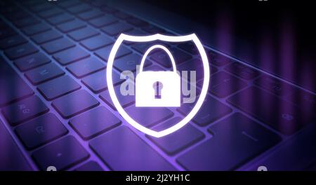 Internet security shield concept. Cyber security data protection business technology. Stock Photo