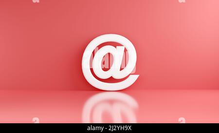 Email at symbol or icon on pink background. Communication concept. 3D render. Stock Photo