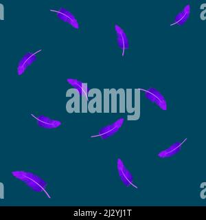 Vintage vector seamless feather pattern, dark background Stock Vector