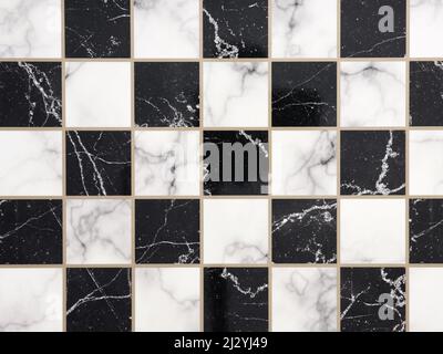 Top view of a marble chessboard or chess board. Stock Photo