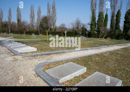 Zagreb, Croatia - March 26, 2022: German War Graves from the Second World War in Mirogoj cemetery in Zagreb. Selective focus Stock Photo