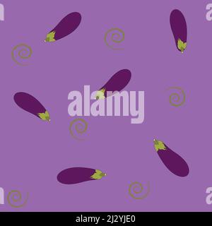eggplant seamless pattern. Eggplant Seamless Pattern Background Vector Design Stock Vector