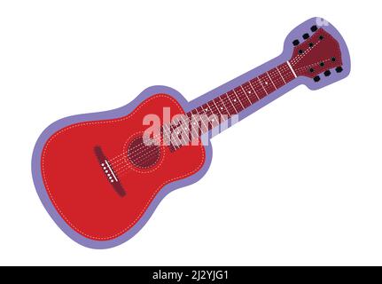 Vector in the form of an old application made of acoustic guitar fabric . Acoustic guitar on a white background Stock Vector