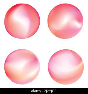 A set of circular gradients. Multicolored burgundy sphere. Modern abstract background texture. Template for the design. Isolated objects. Stock Vector