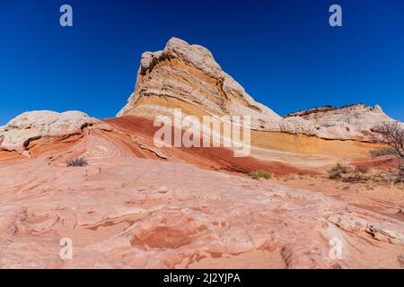 A low angle shot of White Pocket, Vermillion Cliffs National Monument, Arizona, USA Stock Photo