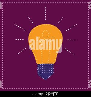 Vector in the form of an old application made of incandescent lamp fabric. A one-line image of a light bulb for a business idea, brainstorming, or ele Stock Vector