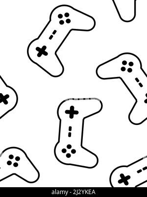 Vector seamless pattern of outline gaming console joystick isolated on white background Stock Vector