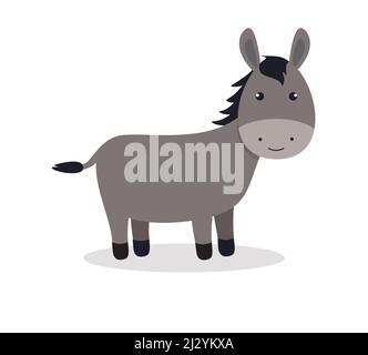 Small cartoon donkey. Isolated vector illustration. Eps 10 Stock Vector
