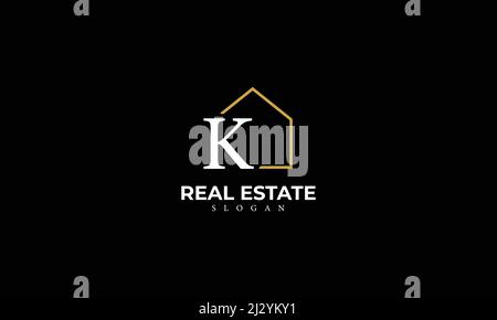 Alphabet K Real Estate Monogram Vector Logo Design, Letter K House Icon Template Stock Vector