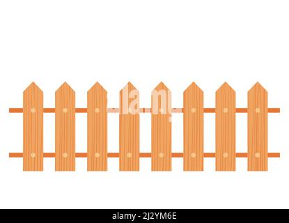 Wooden fence isolated on white background with parallel plank old. Vector illustration Eps 10 Stock Vector
