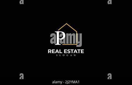 Alphabet P Real Estate Monogram Vector Logo Design, Letter P House Icon Template Stock Vector