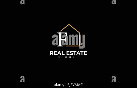Alphabet F Real Estate Monogram Vector Logo Design, Letter F House Icon Template Stock Vector
