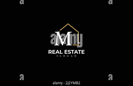 Alphabet M Real Estate Monogram Vector Logo Design, Letter M House Icon Template Stock Vector