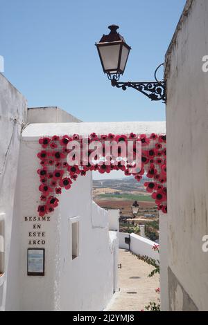 Decorated archway in Arcos de la Frontera, Andalusia, Spain Stock Photo