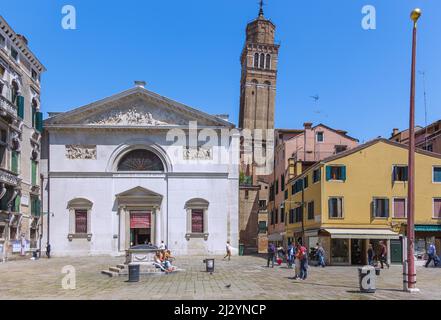 Venice, Sestiere San Marco, Campo San Maurizio, Chiesa di San Maurizio, Palazzo Bellavite, Campanile Santo Stefano Stock Photo