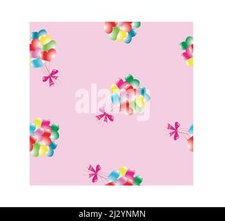 Funny Colorful Seamless pattern with balloons. Vector Decorative Background. Stock Vector