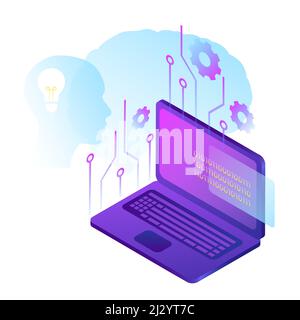 Machine learning AI illustration. Artificial Intelligence. . Vector illustration Stock Vector