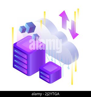Big Data Storage. Creative Cloud Computing Illustration. Vector illustration Stock Vector