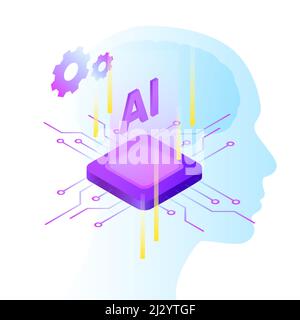 Artificial intelligence Illustration. AI Creative Design. Vector illustration Stock Vector